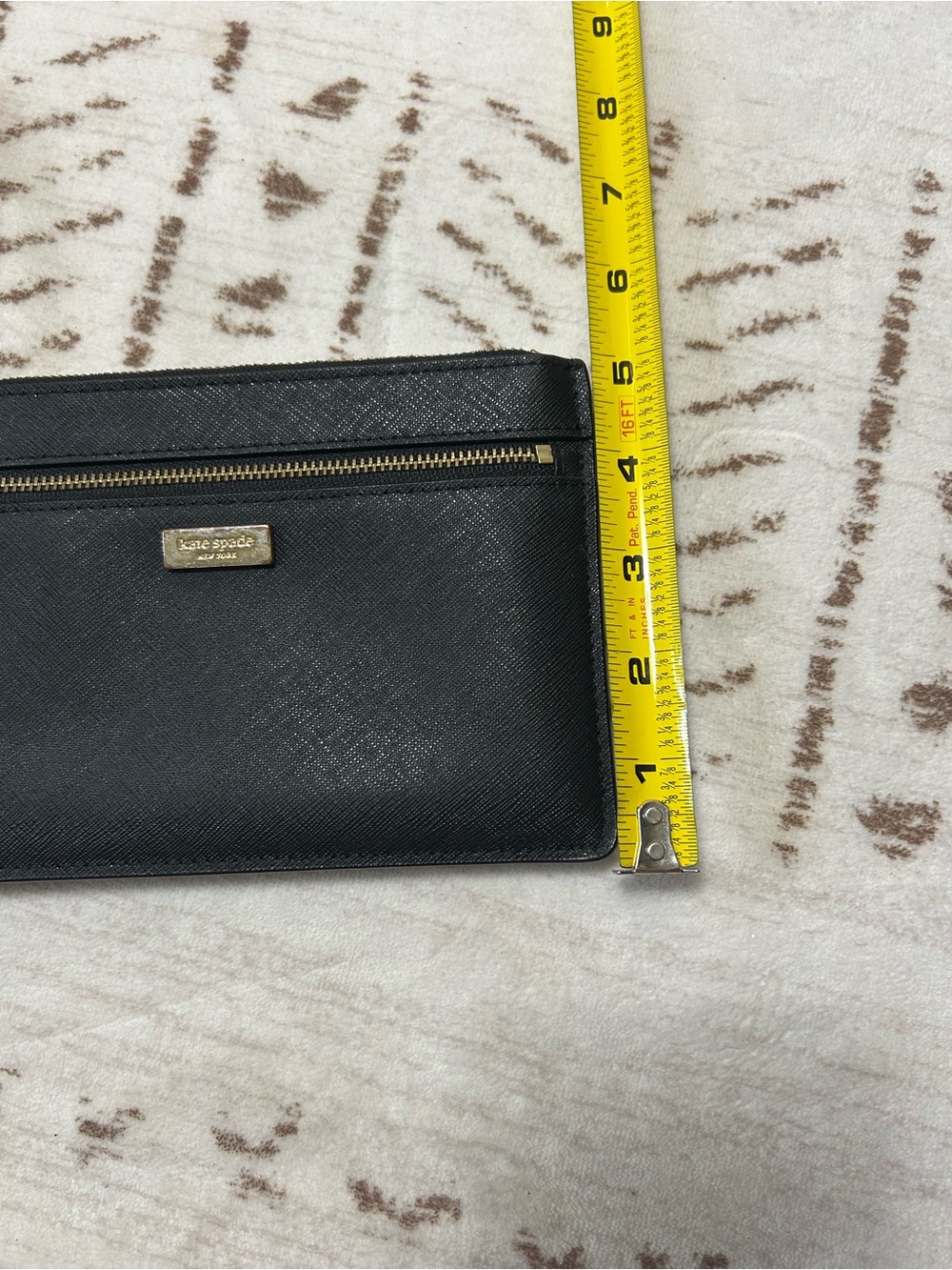 Kate Spade New York Black Saffiano Leather Wristlet Zip Clutch Quiet Luxury - Picture 7 of 7